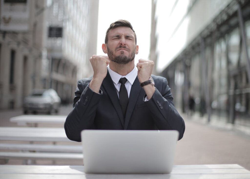 Man in suit with recovered data